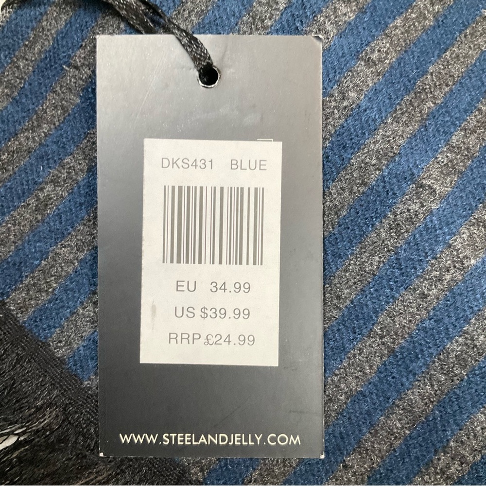 NWT Steel & Jelly Winter Scarf Blue Grey Dressy Warm Soft Classic - Picture 6 of 9